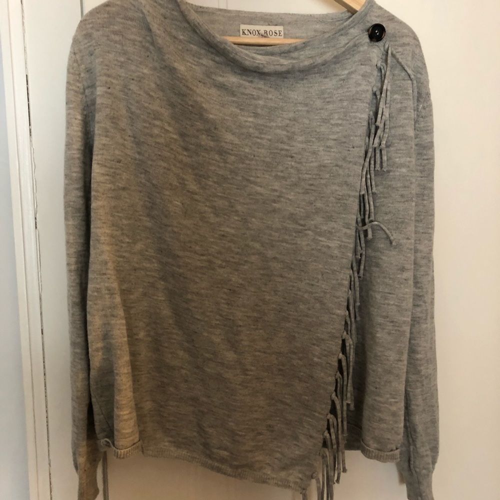 Grey Fringe Sweater - Size S